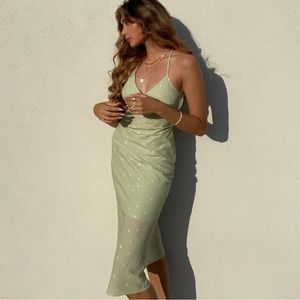 Princess Polly Green Polka Dot Midi Dress